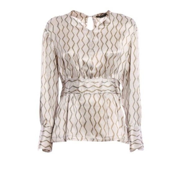 Isabel Marant Siasi 100% Silk Blouse in Beige Bohemian Chic Long Sleeve Size 42 - Picture 1 of 15